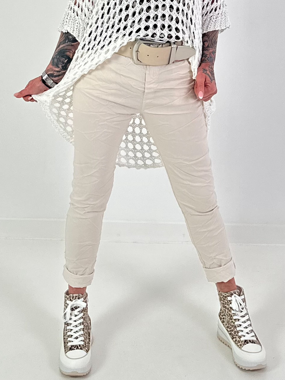 Basic Joggers with Drawstring - beige