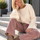Sweater mit Trompetenärmeln - beige