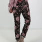 Hose in Wildleder-Optik mit Leo Print und floralem Muster - mokka - mehrfarbig