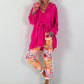 Lange blouse met strikband - roze