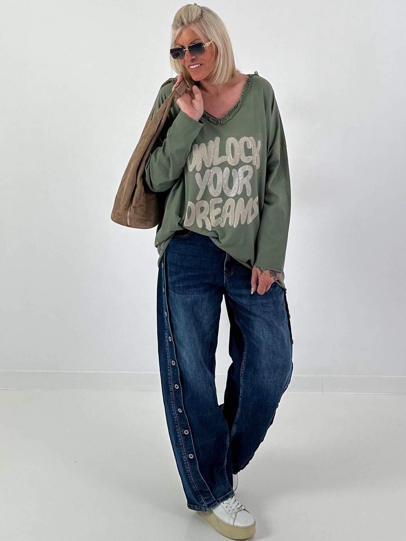 Oversized Shirt Unlock Your Dreams - olive