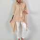 Oversized asymmetrical blouse with tie - sand