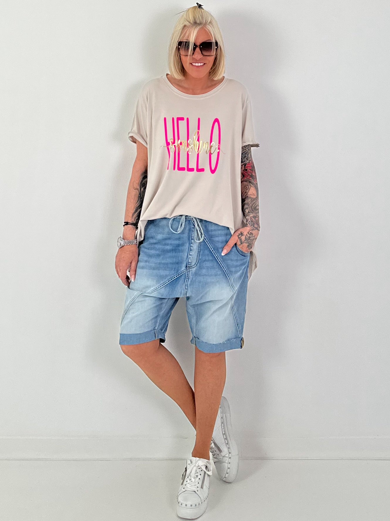 Long T-Shirt Hello Sunshine - beige