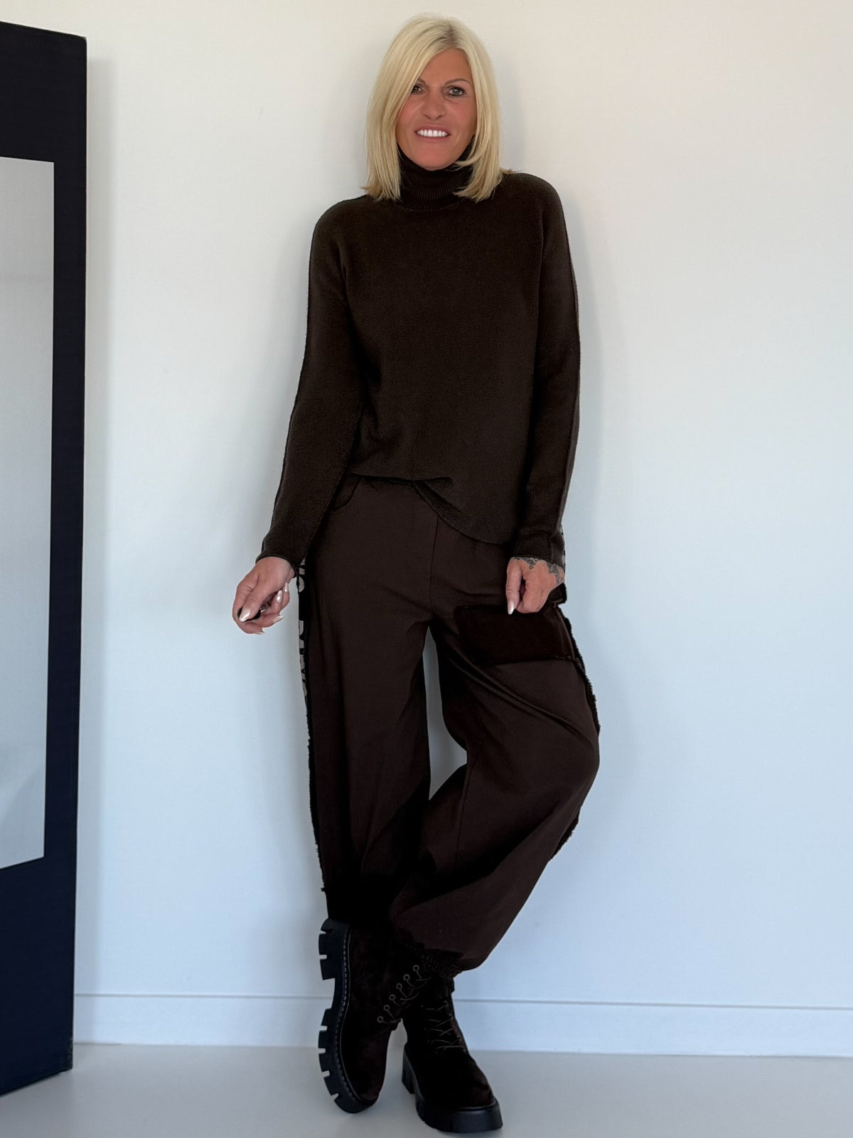 Basic Rollkragenpullover - mokka