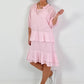 Kleid mit Unterziehtop und Volants - rosa