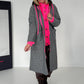Mantel in Teddy-Curl-Optik und Neon-Akzenten - grau
