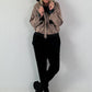 Vintage leather-look blouson jacket - taupe