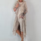 Sweatshirt Mantel mit floralem Netzeinsatz und Cut outs - beige