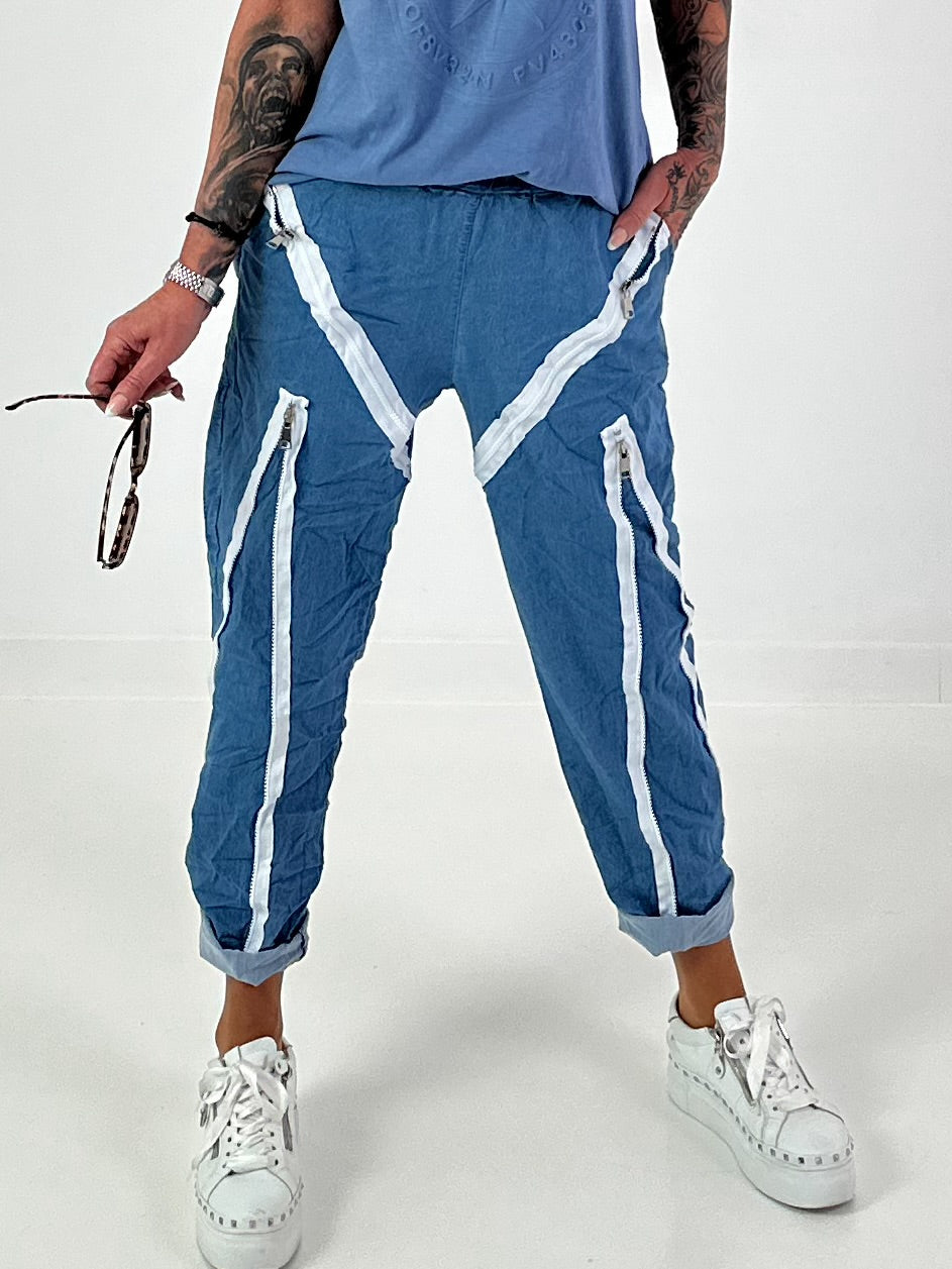 Jeans with zipper details - blue