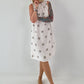 Tupfen Kleid mit Rüschenkragen - beige
