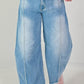 Jeans met wijde pijpen en horizontale naden - denim
