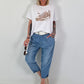 T-Shirt mit Schuhprint - weiss-beige