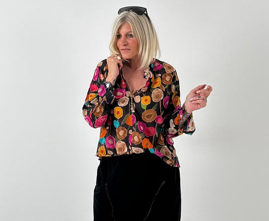 Tuniek model "Flower" - zwart-multicolor