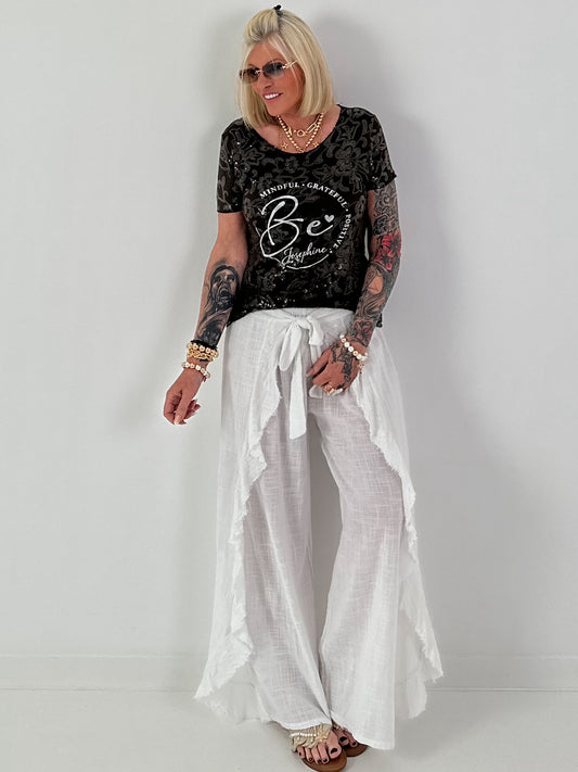 T-Shirt mit transparenten Pailletten - schoko