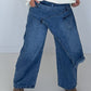 Jeans mit weitem Bein und Überwurf - denim