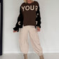 Sweater mit Strickeinsätzen - mokka