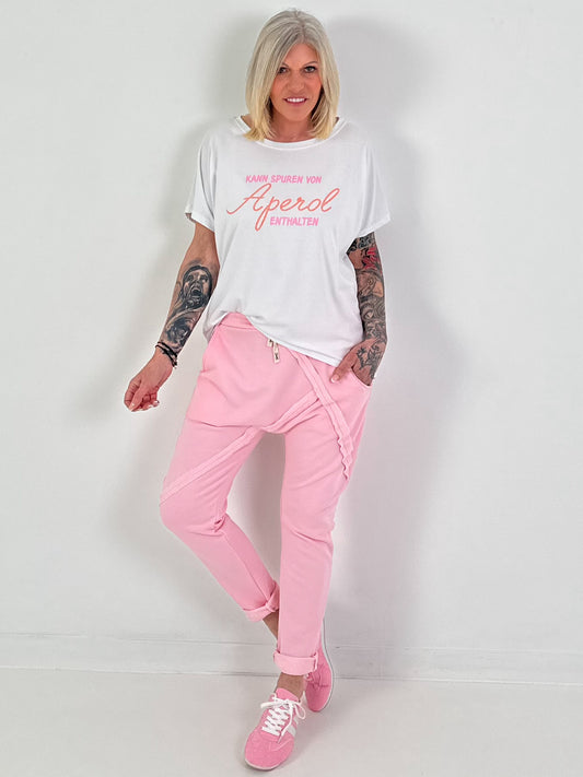 T-Shirt Statement - weiss-rosa