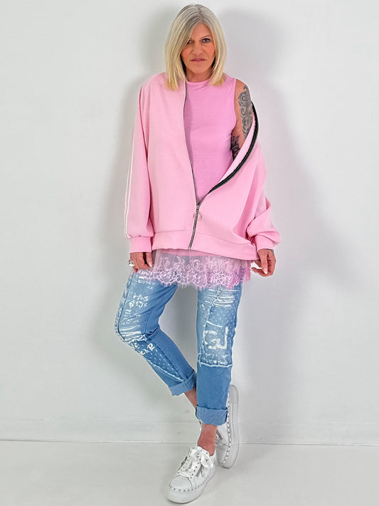 Jacke mit Streifen - rosa