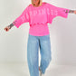 Cropped Sweater Happiness - neon pink