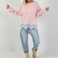 Sweatshirt Modell "Rosé Lace Whisper" - rosa
