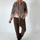 Blouse jacket with print - leo-beige