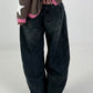 Lässige Wide Leg Jeans mit besonderen Nähten - used black