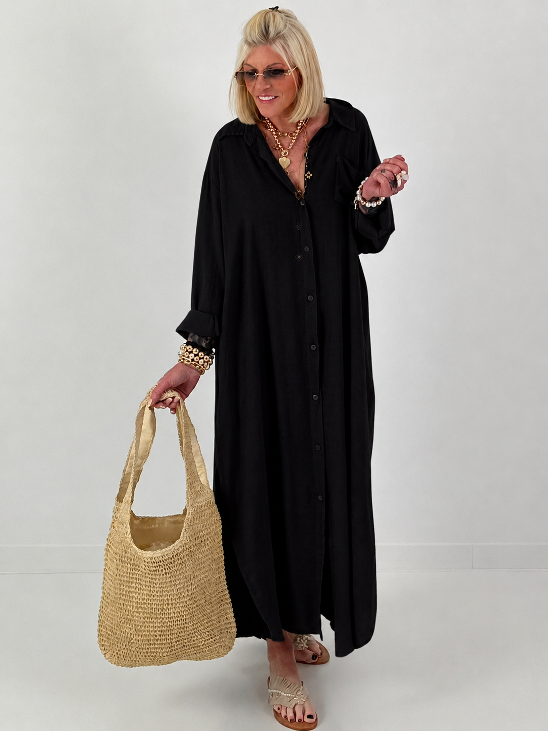 Linen dress - black