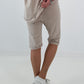 Sweat Short mit Häkelstern und  Nieten - beige