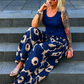 Ripp Top mit fransigen Abschlüssen -  blau