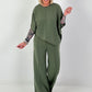 Two-piece set with asymmetrical shirt - khaki