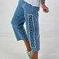 Jeans with eyelet details - light blue