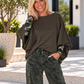 Sweater with turned-up sleeves - olive
