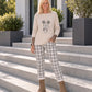 Pullover with rhinestone comic motif - beige