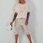 T-Shirt Love mit Strasssteinen - beige