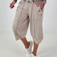 Casual sweatpants with eyelet details - beige