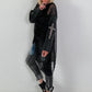 Stylish Long Mesh Shirt with Cross Details - black