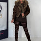 Jacke mit kuscheligem Fellkragen - mokka