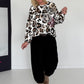 Sweater im Allover-Leo-Print mit Strass- und Glitzer Smileys - weiss-mehrfarbig