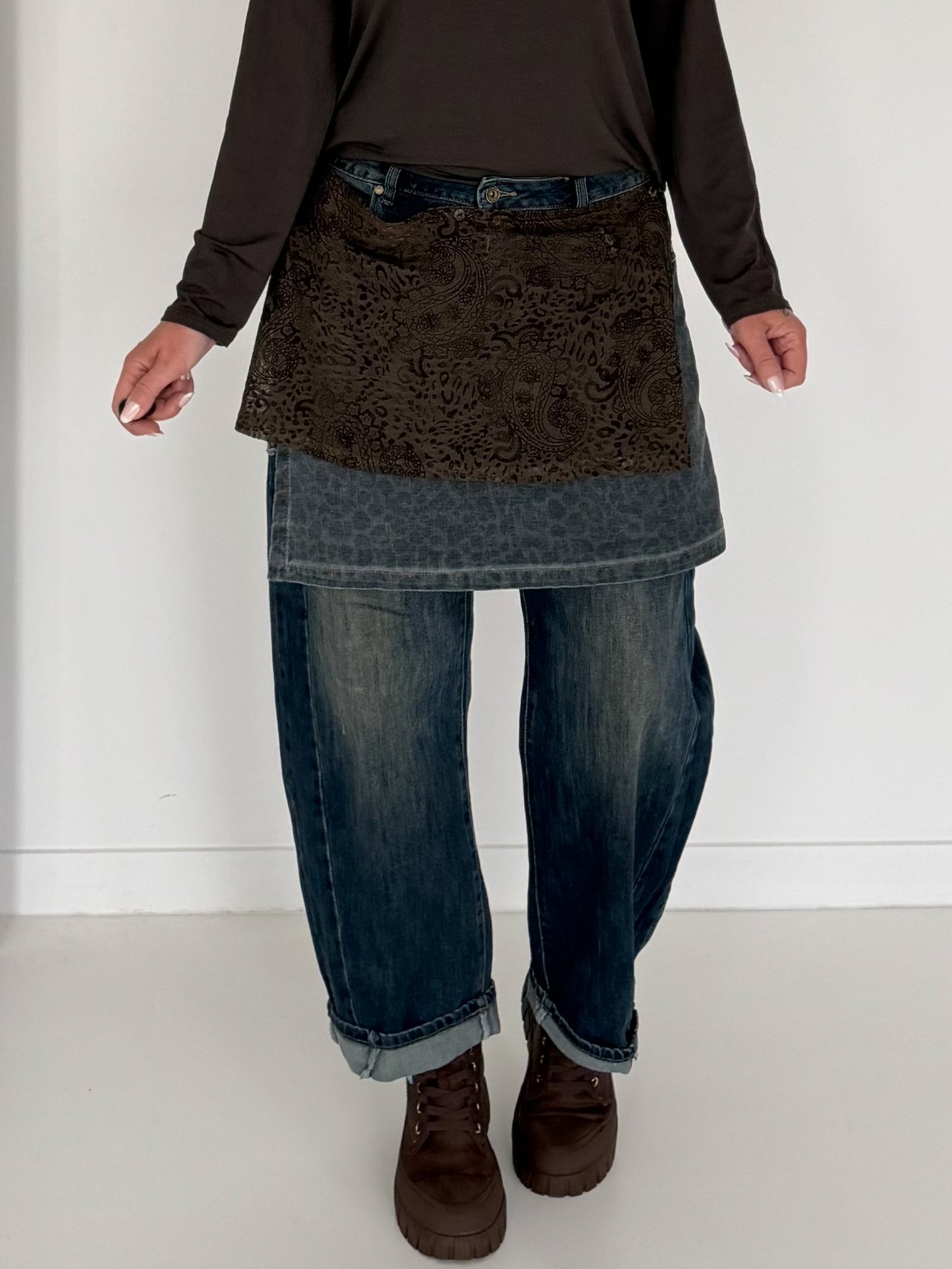 Ballonjeans mit abnehmbarem Layer-Detail - used-denim