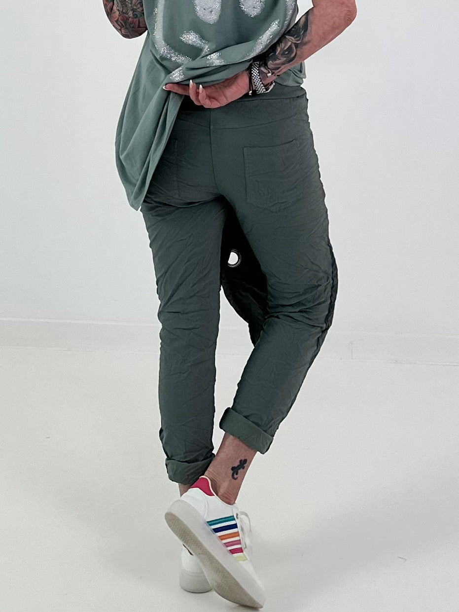 Stylische Hose im Knit-Look - khaki