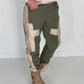 Sweathose im Materialmix - oliv-beige