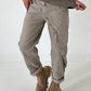 Hose mit elastischem Bund und Knopfleiste quer - taupe