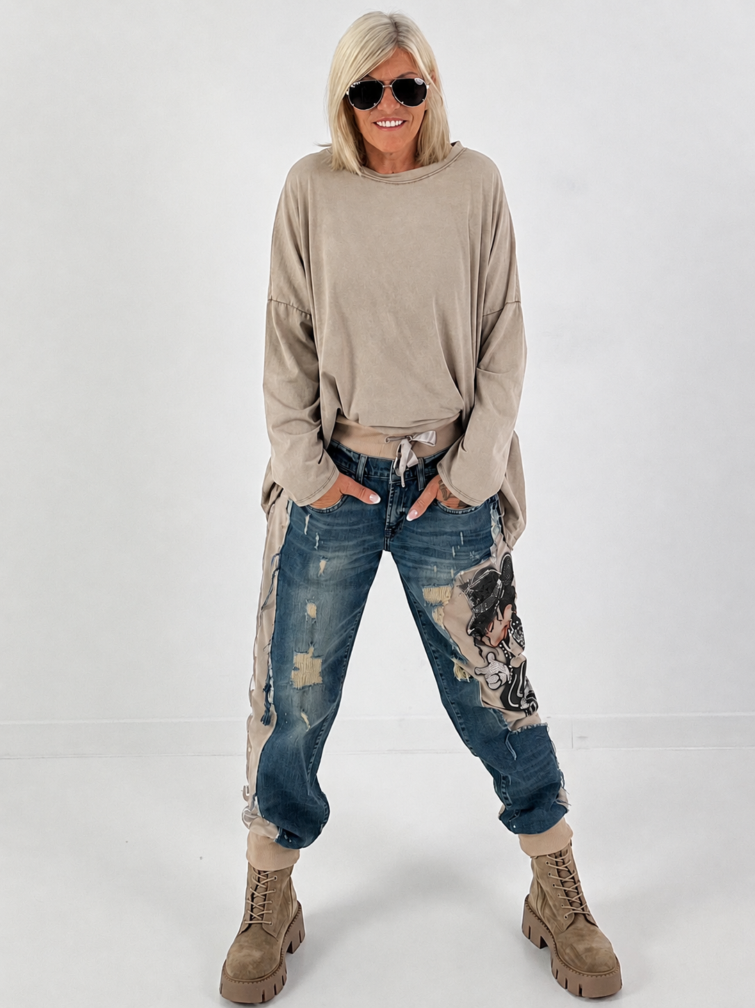 Oversized Shirt stone washed - taupe