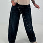 Jeans mit Knopfleiste quer - denim