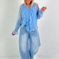 Spitzenbluse mit Top - hellblau