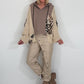 Oversized Grobstrick-Hoodie mit Sweat-Einsatz  - taupe-beige