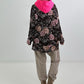 Hoodie mit Neonkapuze und Print - schoko-mehrfarbig