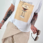 T-Shirt with Espresso Print - white