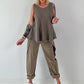 Grobes Leinen/Baumwoll Top - taupe