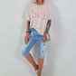 Short jeans with metal eyelets - denim
